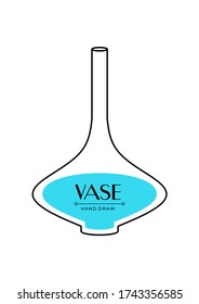 Linear vector illustration with a vase for flowers. Glass vase with water on a white background. Template for cards, posters, fabrics, prints and web.
