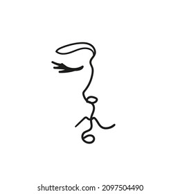 Linear vector illustration of woman face. Continuous line drawing of elegant face