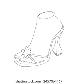 Ilustración vectorial lineal de zapatos de mujer con suelas altas. Iconos de tacones altos de moda. Zapatos de mujer de moda. Ilustración de moda aislada sobre fondo blanco
