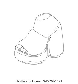 Ilustración vectorial lineal de zapatos de mujer con suelas altas. Iconos de tacones altos de moda. Zapatos de mujer de moda. Ilustración de moda aislada sobre fondo blanco
