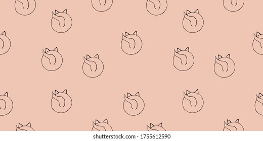 linear vector image of animals in a minimalistic style. Seamless pattern for children's design.