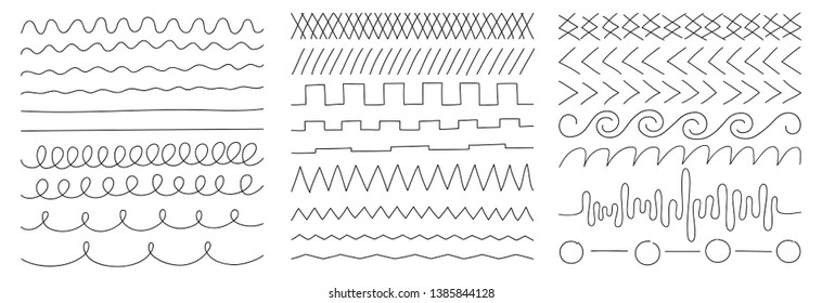 linear vector image on a white background, a set of geometric lines and shapes, elements of decor and design