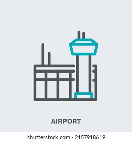 Vector lineal aislado aeropuerto construir dos colores icono