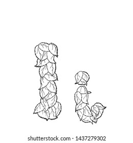 Linear vector letter "I" of leaves