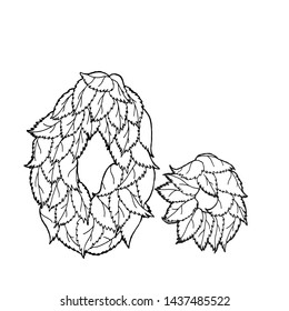 Linear vector letter "O"of leaves