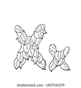 Linear vector letter "X" of leaves