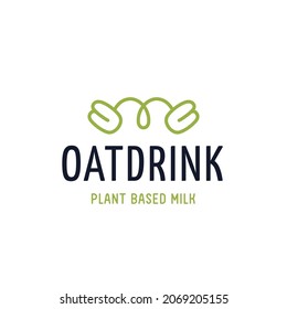 Linear vector logo with two oat grains and a drop. Can be used for plant based and dairy substitute products.