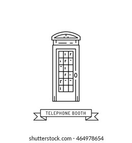 The linear vector london telephone booth isolated on white background