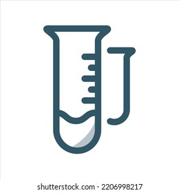 Linear vector medicine flask with medicine substances inside. Medicine and chemical terapy concept icon.