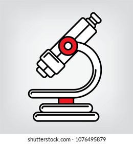 Linear vector microscope.  Science, Laboratory and education illustration made with thin line icons.