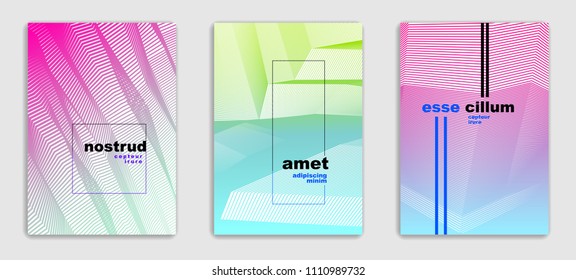 Linear vector minimal trendy brochures set design, cover templates, geometric halftone gradient. For Banners, Placards, Posters, Flyers. Beautiful and special, pattern texture.