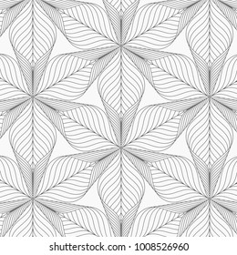 Linear vector pattern repeating abstract linear flower or flora circling on hexagon shape decorates with paper flip. Graphic clean for printing, fabric, background etc. pattern is on swatches panel.
