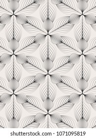 linear vector pattern, repeating abstract leaves, gray line of leaf or flower, floral. graphic clean design for fabric, event, wallpaper etc. pattern is on swatches panel.
