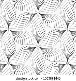 linear vector pattern, repeating abstract leaves, gray line of leaf or flower, floral. graphic clean design for fabric, event, wallpaper etc. pattern is on swatches panel.