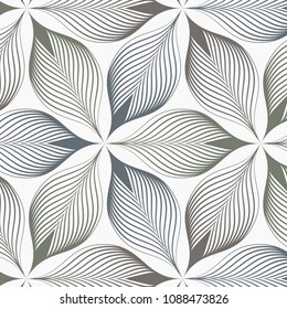 linear vector pattern, repeating abstract a linear leaf each circling on hexagon shape. pattern is on swatch panel