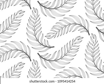 linear vector pattern, repeating abstract Geometry background, gray line of leaf or flower, floral. graphic clean design for fabric, wallpaper etc. pattern is on swatches panel.
