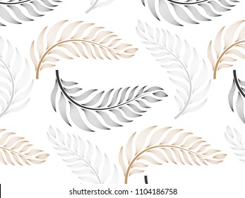 linear vector pattern, repeating abstract Geometry background, gray line of leaf or flower, floral. graphic clean design for fabric, wallpaper etc. pattern is on swatches panel.