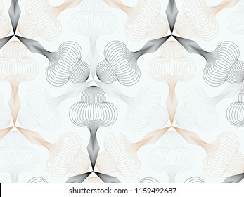 linear vector pattern, repeating abstract Geometry background, gray line of leaf or flower, floral. graphic clean design for fabric, wallpaper etc. pattern is on swatches panel.