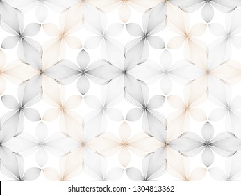 linear vector pattern, repeating abstract Geometry background, gray line of leaf or flower, floral. graphic clean design for fabric, wallpaper etc. pattern is on swatches panel.