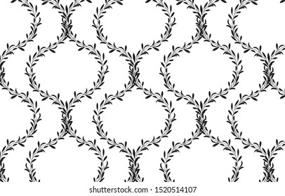 linear vector pattern, repeating abstract Geometry background, gray line of leaf or flower, floral. graphic clean design for fabric, wallpaper etc. pattern is on swatches panel.