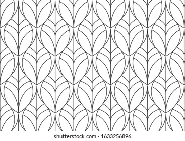 linear vector pattern, repeating abstract Geometry background, gray line of leaf or flower, floral. graphic clean design for fabric, wallpaper etc. pattern is on swatches panel.