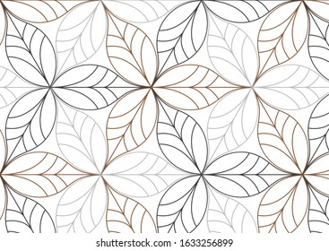 linear vector pattern, repeating abstract Geometry background, gray line of leaf or flower, floral. graphic clean design for fabric, wallpaper etc. pattern is on swatches panel.