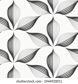 linear vector pattern, repeating abstract leaves, gray line of leaf or flower, floral. graphic clean design for fabric, event, wallpaper etc. pattern is on swatches panel.