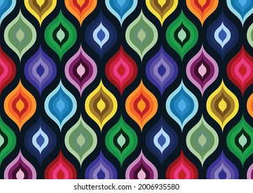 linear vector pattern, repeating abstract floral, colorful of leaf or flower, floral. graphic clean design for fabric, wallpaper etc. pattern is on swatches panel. Repeating geometric background