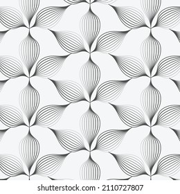 linear vector pattern, repeating abstract leaves, gray line of leaf or flower, floral. graphic clean design for fabric, event, wallpaper etc. pattern is on swatches panel.