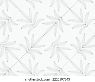 linear vector pattern, repeating abstract leaves, gray line of leaf or flower, floral. graphic clean design for fabric, event, wallpaper etc. pattern is on swatches panel.