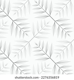 linear vector pattern, repeating abstract leaves, gray line of leaf or flower, floral. graphic clean design for fabric, event, wallpaper etc. pattern is on swatches panel.
