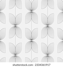 linear vector pattern, repeating abstract leaves, gray line of leaf or flower, floral. graphic clean design for fabric, event, wallpaper etc. pattern is on swatches panel.