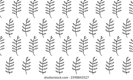 linear vector pattern, repeating abstract leaves, gray line of leaf or flower, floral. graphic clean design for fabric, event, wallpaper etc. pattern is on swatches panel. with white background