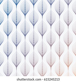 linear vector pattern, repeating linear abstract leaves, gradient changing color. pattern is on swatch panel