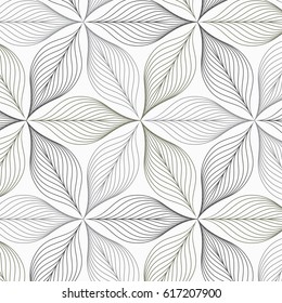 linear vector pattern, repeating abstract a linear leaf each circling on hexagon shape. pattern is on swatch panel