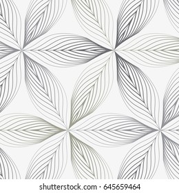 linear vector pattern, repeating abstract leaves, gray line of leaf or flower, floral. graphic clean design for fabric, event, wallpaper etc. pattern is on swatches panel.