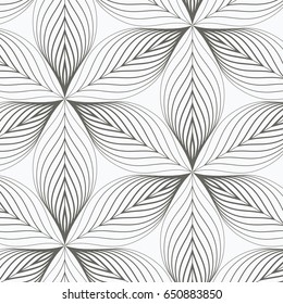 linear vector pattern, repeating abstract leaves, gray line of leaf or flower, floral. graphic clean design for fabric, event, wallpaper etc. pattern is on swatches panel.