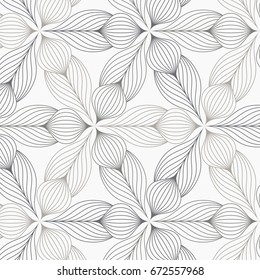 linear vector pattern, repeating abstract flower leaves, gray line of leaf or flower, floral. graphic clean design for fabric, event, wallpaper etc. pattern is on swatches panel.