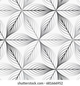 linear vector pattern, repeating abstract leaves, gray line of leaf or flower, floral. graphic clean design for fabric, event, wallpaper etc. pattern is on swatches panel.