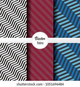 Linear vector pattern set of diagonal stripe line, abstract stripe wave scales in black and white and gradient color. Graphic clean design for fabric, wallpaper. Pattern is on swatches panel