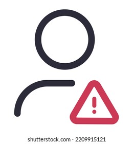 Perfil vectorial lineal con signo de atención. Advertencia y problema con el diseño de iconos de concepto de configuración de cuenta. 