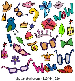 The linear vector set of cute elements. 