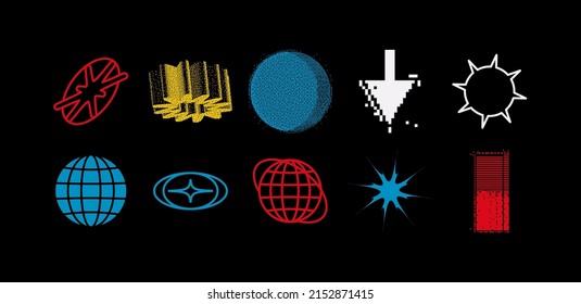 Linear Vector Shapes Collection. Geometric figures. Abstract forms are great for  poster web pages social media t-shirts sci-fi scenes postcards logos