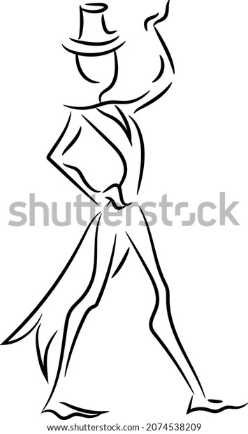 Linear Vector Silhouette Man Stock Vector (Royalty Free) 2074538209 ...