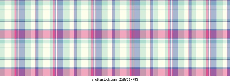 Linear vector texture textile, greeting card pattern tartan check. Funky fabric seamless plaid background in light and red colors palette.