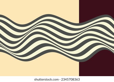 Linear vector wavy abstract background, lines in retro style, vintage poster art.