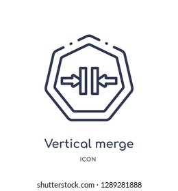 Linear vertical merge icon from Arrows outline collection. Thin line vertical merge vector isolated on white background. vertical merge trendy illustration