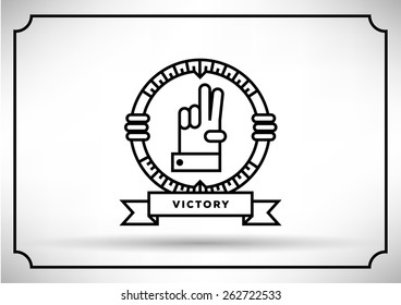 Linear Victory Hand Figures, Vector Icon Design