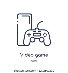 Linear video game icon from Entertainment and arcade outline collection. Thin line video game icon vector isolated on white background. video game trendy illustration