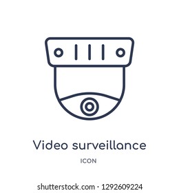 Linear video surveillance icon from Electronic devices outline collection. Thin line video surveillance icon vector isolated on white background. video surveillance trendy illustration